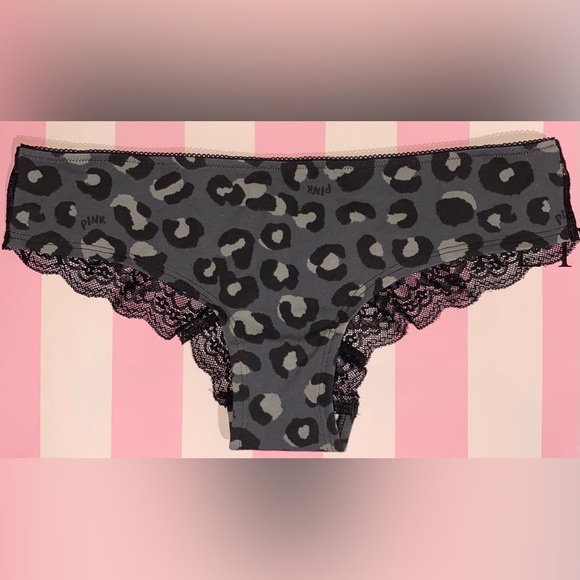 New Vintage Victoria's Secret PINK hipster lace back cotton PINK panties leopard - Picture 1 of 6
